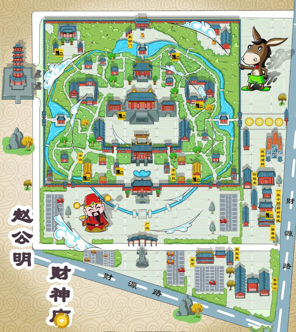 博乐寺庙类手绘地图